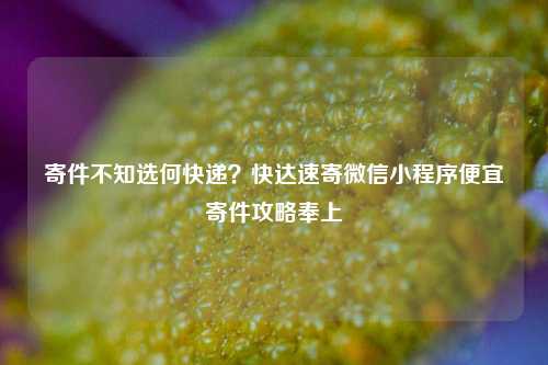 寄件不知选何快递？快达速寄微信小程序便宜寄件攻略奉上