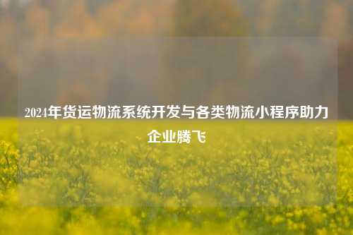 2024年货运物流系统开发与各类物流小程序助力企业腾飞