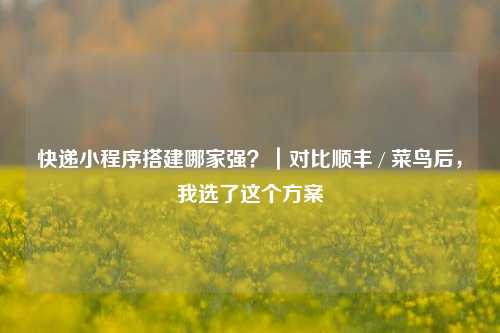 快递小程序搭建哪家强？｜对比顺丰 / 菜鸟后，我选了这个方案