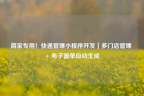 商家专用！快递管理小程序开发｜多门店管理 + 电子面单自动生成